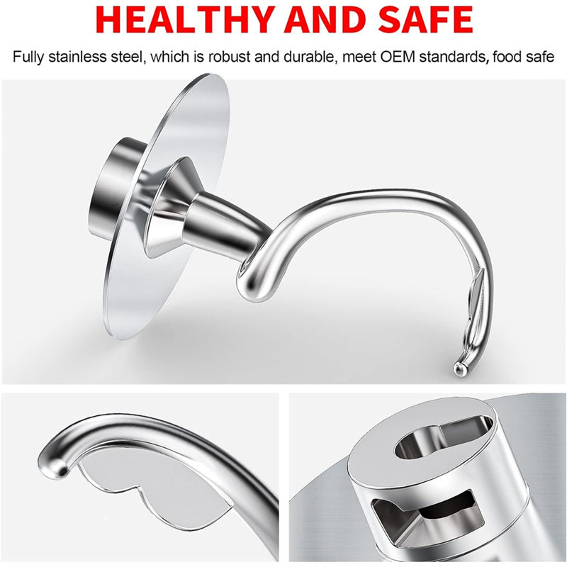 Stand Mixer Bowl - ตะขอแป้งเกลียวสแตนเลสสําหรับ Kitchenaid Stand Mixer อะไหล่เหมาะกับ 4.5-5