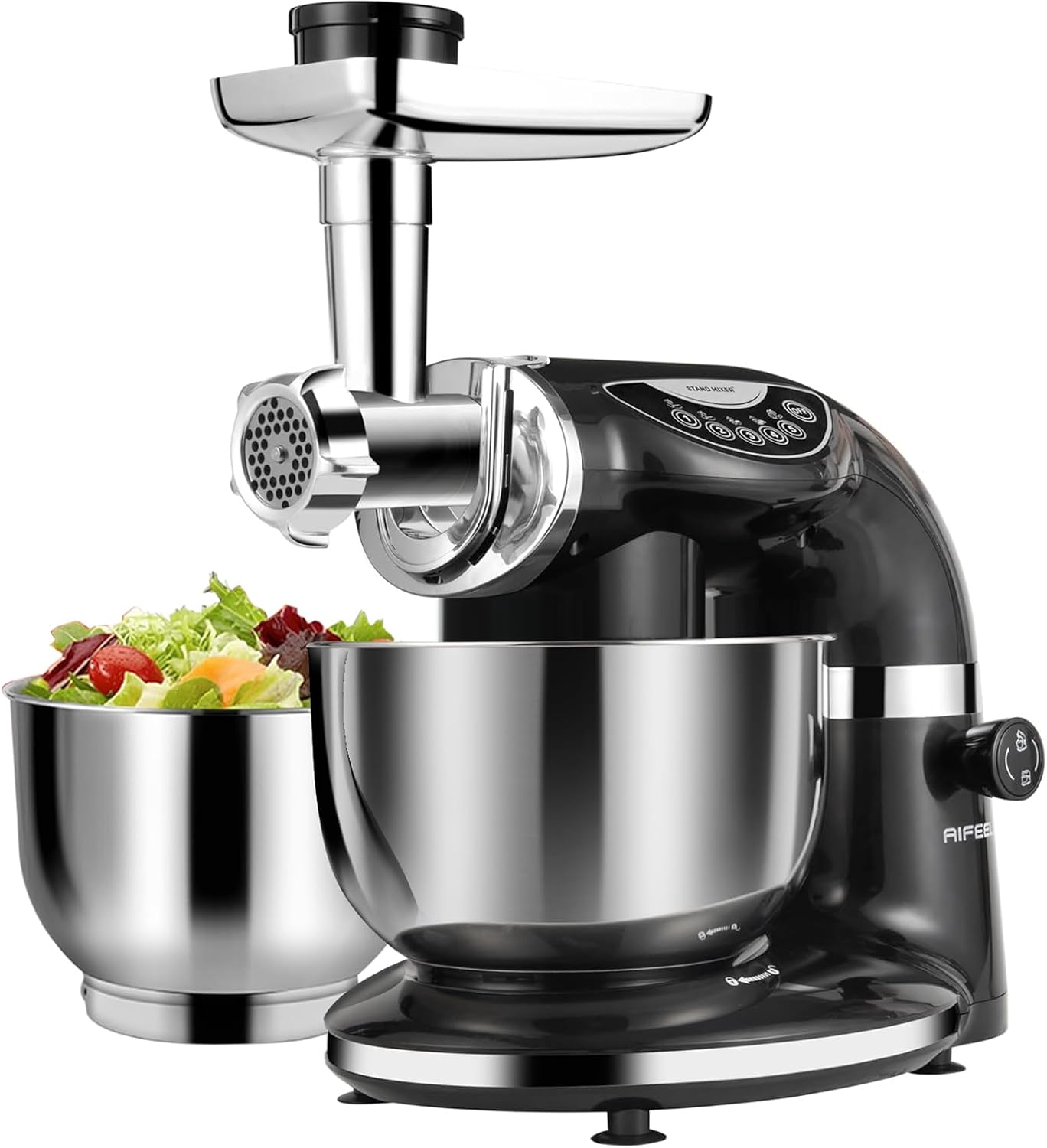 Stand Mixer Bowl - เครื่องผสมอาหารไฟฟ้าสีดำ 85QT 6QT พร้อมโถสแตนเลสสองใบ