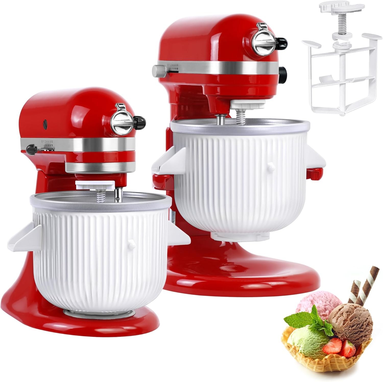 Stand Mixer Bowl - อุปกรณ์เสริมเครื่องทําไอศกรีมสําหรับเครื่องผสมอาหารแบบยืน KitchenAid - ใช้ได้กับรุ่น 4.5/5QT และ