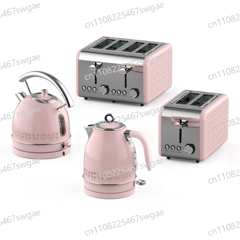 Toaster 4 Slice - ชุดกาต้มน้ำและเครื่องปิ้งขนมปัง เครื่องปั่นน้ำผลไม้ เครื่องปิ้งขนมปังสไตล์เรโทร ชุดเครื่องใช้ไฟฟ้าสำหรับอาหารเช้า 4 ชิ้น