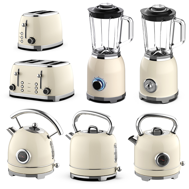 Toaster 4 Slice - ชุดเครื่องใช้ไฟฟ้าสำหรับอาหารเช้า 4 in 1 สไตล์เรโทร เครื่องปิ้งขนมปัง