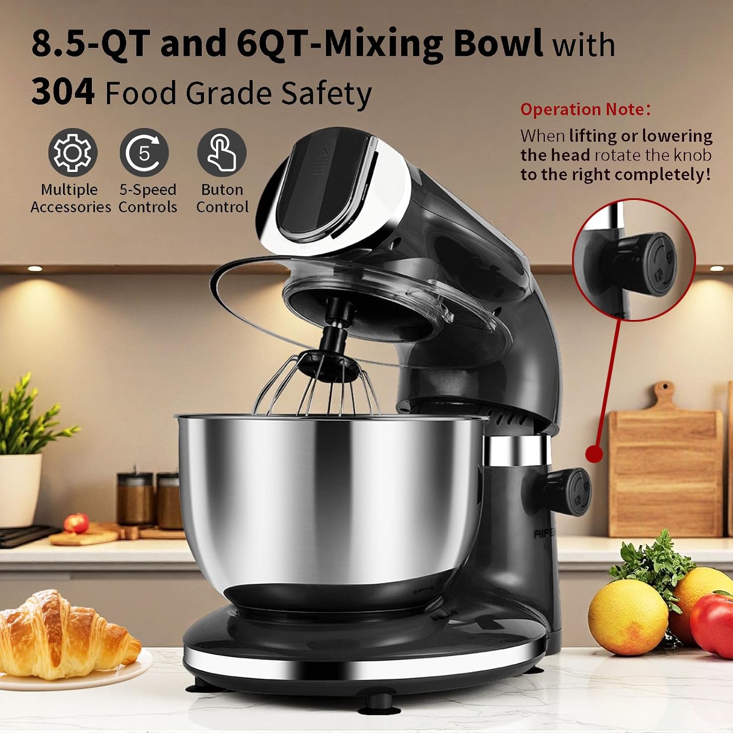 เครื่องผสมอาหารไฟฟ้าสีดำ 85QT  - Stand Mixer Bowl บทวิจารณ์และราคา
